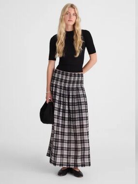 Madewell Black & White Plaid Maxi Skirt